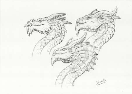 Cabral, Ciruelo - 1 Original drawing - 3 Dragons D-384c | Catawiki