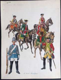 Funcken | Illustration originale Ã  la gouache (p.85) pour " L’ Uniforme & les Armes des Soldats de la Guerre en Dentelle vol.2 "  - (1976) | Catawiki
