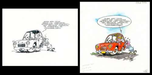 Peter de Smet - 2 dessins originaux - Benzine verbruik | Catawiki