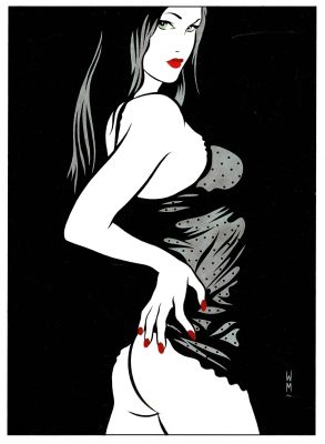 Walter Minus | Lot 404 - Pin-Up, dessin original à l’encre de chine et à l’aquarelle. | Septimus