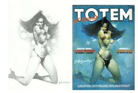 Blas Gallego - Original drawing - Cover - Sexy girl + Magazine: Totem el comix (signed) | Catawiki