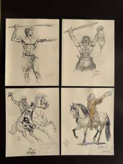 Petar Meseldzija - Rubus - Phil Winslade - Gradimir Smudja - 4 Original drawing - Abenteuer - Tarzan - Conan - Säbelreiter - Buffalo Bill | Catawiki
