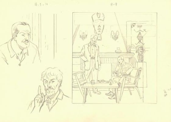 André Juillard | Crayonné original - Signé Olrik - Blake et Mortimer | Daniel Maghen