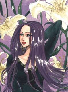 Nora MORETTI - Aquarelle Originale Sara Viola Verde