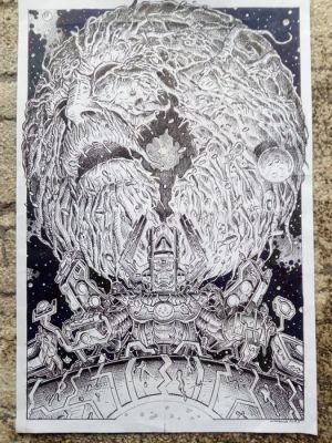 Comolo, Giorgio - 1 Original drawing - Galactus vs ego the living planet | Catawiki