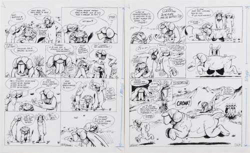 F’MURRR. Alp 2. Pl 26A et 26B. Encre. 38 x 31,4 cm. Au dos: cachet Pilote | Aponem