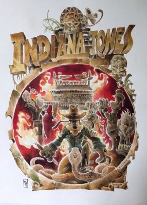 Mottura, Paolo - 1 Original colour drawing - I miti del Cinema - Indiana Jones | Catawiki