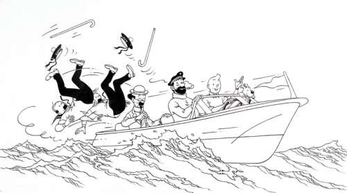 Hergé  (Studios) | Tintin, illustration Ã  l’encre de Chine représen… | Banque Dessinée