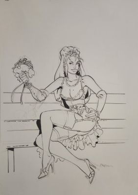 Meynet, Félix - 1 Original drawing - La mariée sur le banc | Catawiki