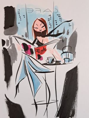 Lapone, Antonio - 1 Original colour drawing - Cafè de la Mode
