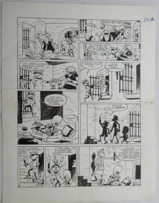 Berck - 1 Original page - Pechvogel, Strapontin - De groene tijger / et le tigre vert - 1965 | Catawiki