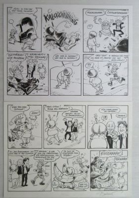 Bosschaert, Jan - 1 Original page - De Geverniste vernepelingskes - gag met Hans Otten en Peter van Asbroeck - plaat 2 | Catawiki