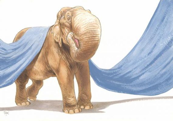 Frank Pé | Illustration originale réalisée pour le calendrier 2015 Éléphantômes : Juin | Daniel Maghen