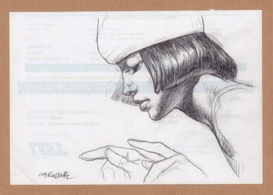 Liberatore, Tanino - 1 Original preliminary drawing - Portrait femme de profil | Catawiki