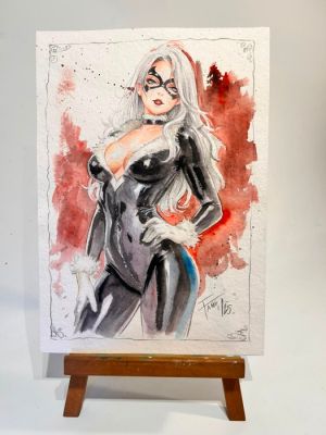 Fang, Daniel (Arte Zeta Studio) - 1 Original colour drawing - Black Cat - The Foxy cat - Black cat - 2026 | Catawiki