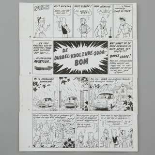 Jozef Van Hove (Pom) (1919-2014) | De Dubbel-koolzure Soda-bom. Originele tekenplaat van de 1ste pagina uit het verhaal, inclusief de... | Bernaerts