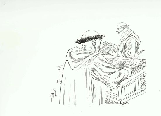 Joan Mundet | Original art – Monks – Mundet | Origin Of Comics