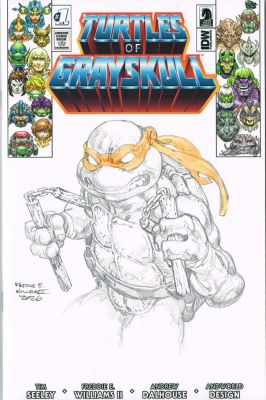 Freddie E. Williams II | Michelangelo Bust sketchLimited Ed. Turtles of GrayskullBlank | Freddie E. Williams II