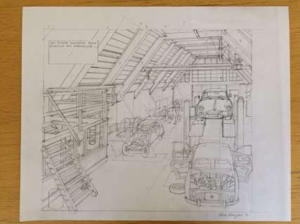 Kuijpers, Henk | Originele schets  - (plaat 16)  - Franka  - De onderwereld  - De garage (2010) | Catawiki