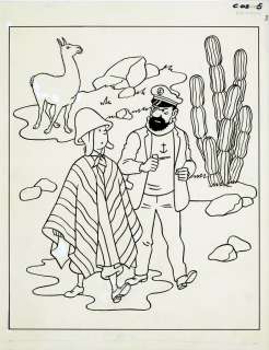 Hergé | Tintin, illustration à l’encre de Chine et… | Millon