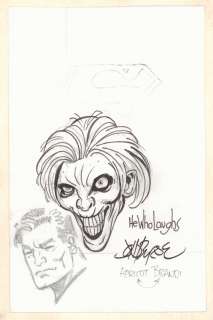 John Byrne - Joker and bruce warne with superman symbol on one side and league of extraordinary gentlemen drawings on back - signed