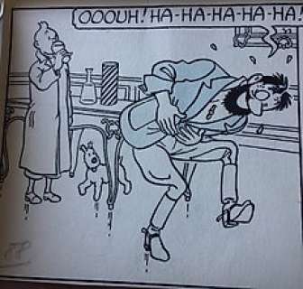 Hergé | Origineel vignet Tintin uit strook voor Le Soir publicatie  - Les 7 Boules du Cristal  - (1944) | Catawiki