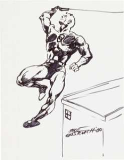 Mike Gustovich - Daredevil Sketch Original Art (1980). The Man Without Fear by Mike Gustovich (Justice Machine, - | Heritage