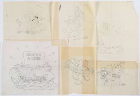 Bob Zoell Bijou Funnies Preliminary Cover Design and Other Conceptual Drawings Group of 13 (c. 1970s). Nice to - | Heritage