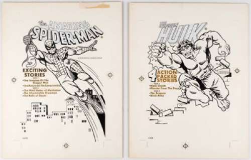 Amazing Spider-Man and Incredible Hulk Power Records Unpublished Cover Original Art Group of 2 (Peter Pan,... (Total: 2 Original Art) | Heritage