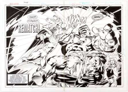  - Darryl Banks and Romeo Tanghal Green Lantern #53 Double-Splash Pages 2 and 3 Original Art (DC, 1994)....