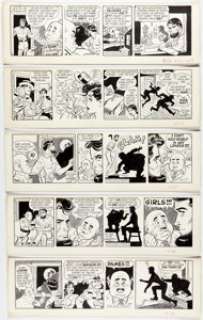 Bob Lubbers Long Sam Daily Comic Strip Original Art Group of 5 (United Feature Syndicate, 1957).... (Total: 5 Original Art) | Heritage