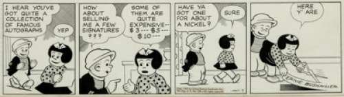  - Ernie Bushmiller Nancy Daily Comic Strip Original Art dated 5-9-47 (United Feature Syndicate, 1947)...