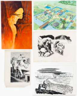 Richard Hescox and Others - Sci-Fi and Pulp Illustrations and Paintings Original Art Group of 5 (various).... (Total: 5 Movie Posters) | Heritage