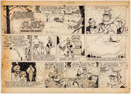 Raeburn Van Buren Abbie an‘ Slats Sunday Comic Strip Original Art dated 12-25-55 (United Feature Syndicate, 1955)....