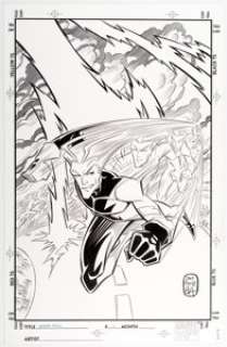 Dave Hoover and Bill Anderson Uncanny Origins #2 Cover Original Art (Marvel, 1996). Quicksilver zips across the -