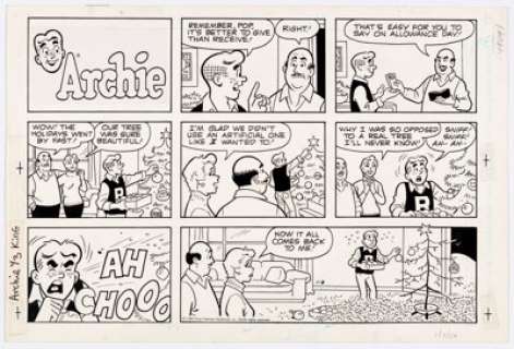 Dan DeCarlo Archie Sunday Comic Strip Original Art dated 1-3-88 (King Features Syndicate, 1988). More Sunday fun - | Heritage