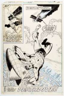Sal Buscema and Jack Abel Captain America #235 Story Page 17 Original Art (Marvel, 1979). Cap is in freefall high - | Heritage