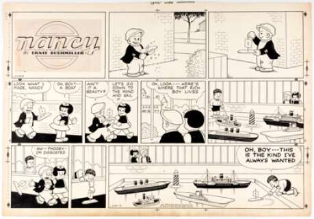 Ernie Bushmiller Nancy Sunday Comic Strip Original Art dated 6-8-47 (United Feature Syndicate, 1947). Apart from - | Heritage