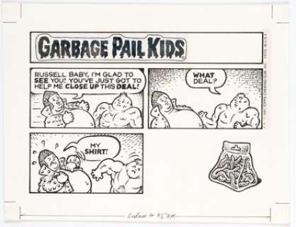Jay Lynch and Howard Cruse Garbage Pail Kids Series 8 and 10 Card Back Illustrations Original Art Group of 3 -