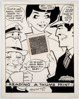 Chester Gould | Reading a Thumb Print "Dick Tracy" Specialty Drawing Original Art (1979). | Heritage