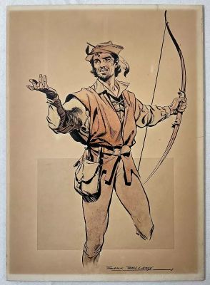 Lot 448 - FRANK BELLAMY - A character study of Robin Hood, a story which Bellamy drew for the weekly British | Excalibur Auctions