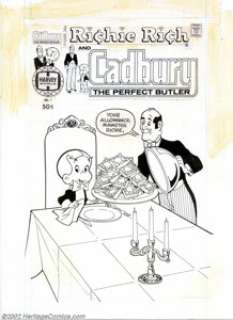 Warren Kremer - Original Cover Art for Richie Rich and Cadbury #1 (Harvey, 1977). Richie Rich, the poor little - | Heritage
