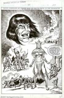 John Buscema and Ernie Chan - Original Splash Page Art for Savage Sword of Conan #99, page 36 (Marvel, 1984). - | Heritage