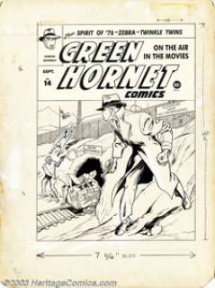Arthur Cazeneuve - Original Cover Art for Green Hornet Comics #14 (Harvey, 1943). A voyeuristic view of the Green - | Heritage