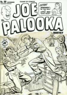 Al Avison - Original Cover Art for Joe Palooka #50 (Harvey, 1950s). Even in cuffs, Joe Palooka saves the day. Nice - | Heritage