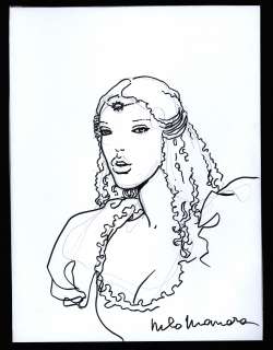 MANARA Milo  - Belle illustration représentant une jeune femme  - Mine de plomb et [...] | Vermot et Associés