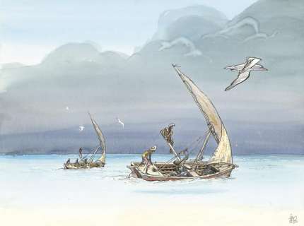 Lot 90 - BENJAMIN FLAO Kililana song Illustration originale réalisée en 2020. Signée. Aquarelle...