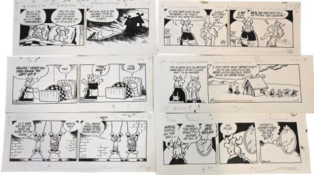 10 Chris Browne and Dick Hodgins Jr, Hagar the Horrible Daily Comic Strip Original Art, Ink on paper, ten original… | misc / divers