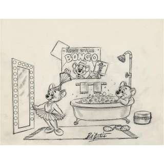 Bill Justice concept drawing of Bongo and LuLuBelle for the book Justice for Disney | misc / divers