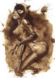 Catwoman - Original Coffee Drawing By Juapi | Catawiki
